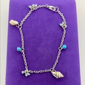 💛 Mermaid Silver Shell Charm Bracelet Anklet